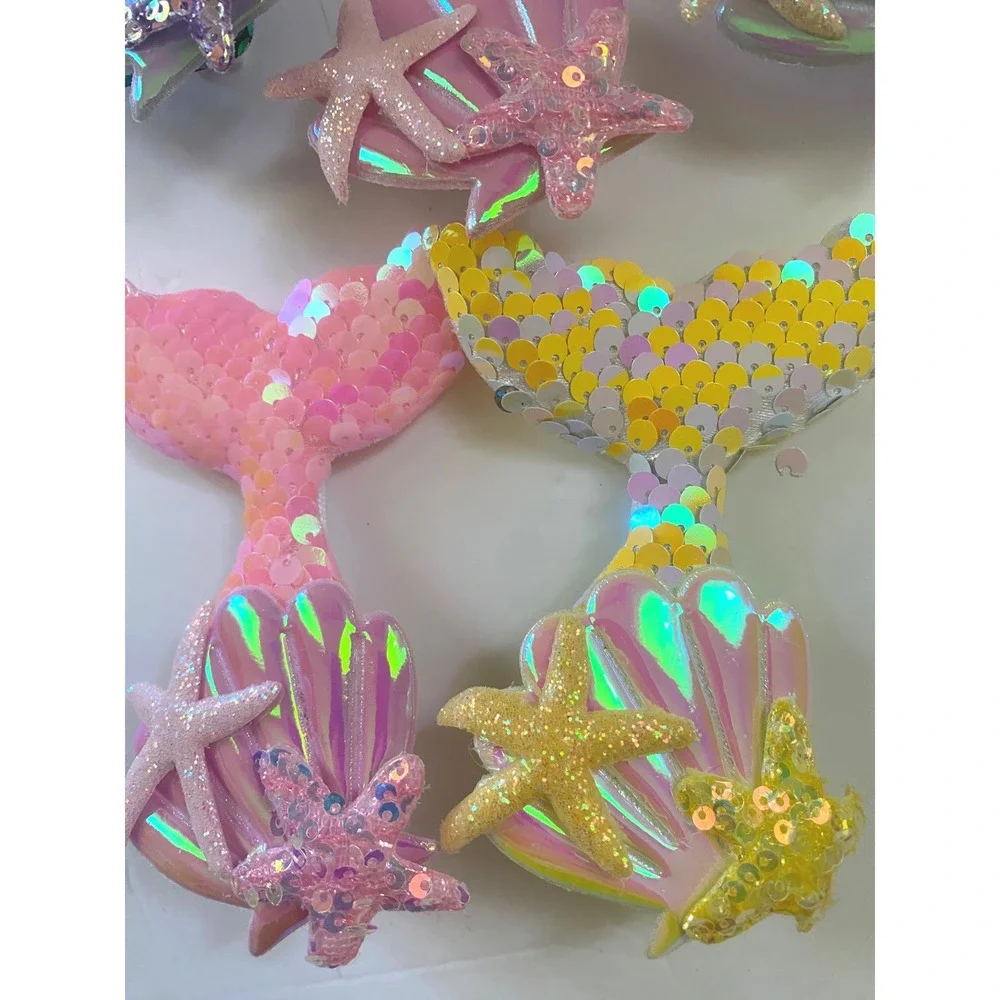5‎ pc Mermaid Tail Hair Barrette Sequin Clip Kids Hair Accessory 4 inch